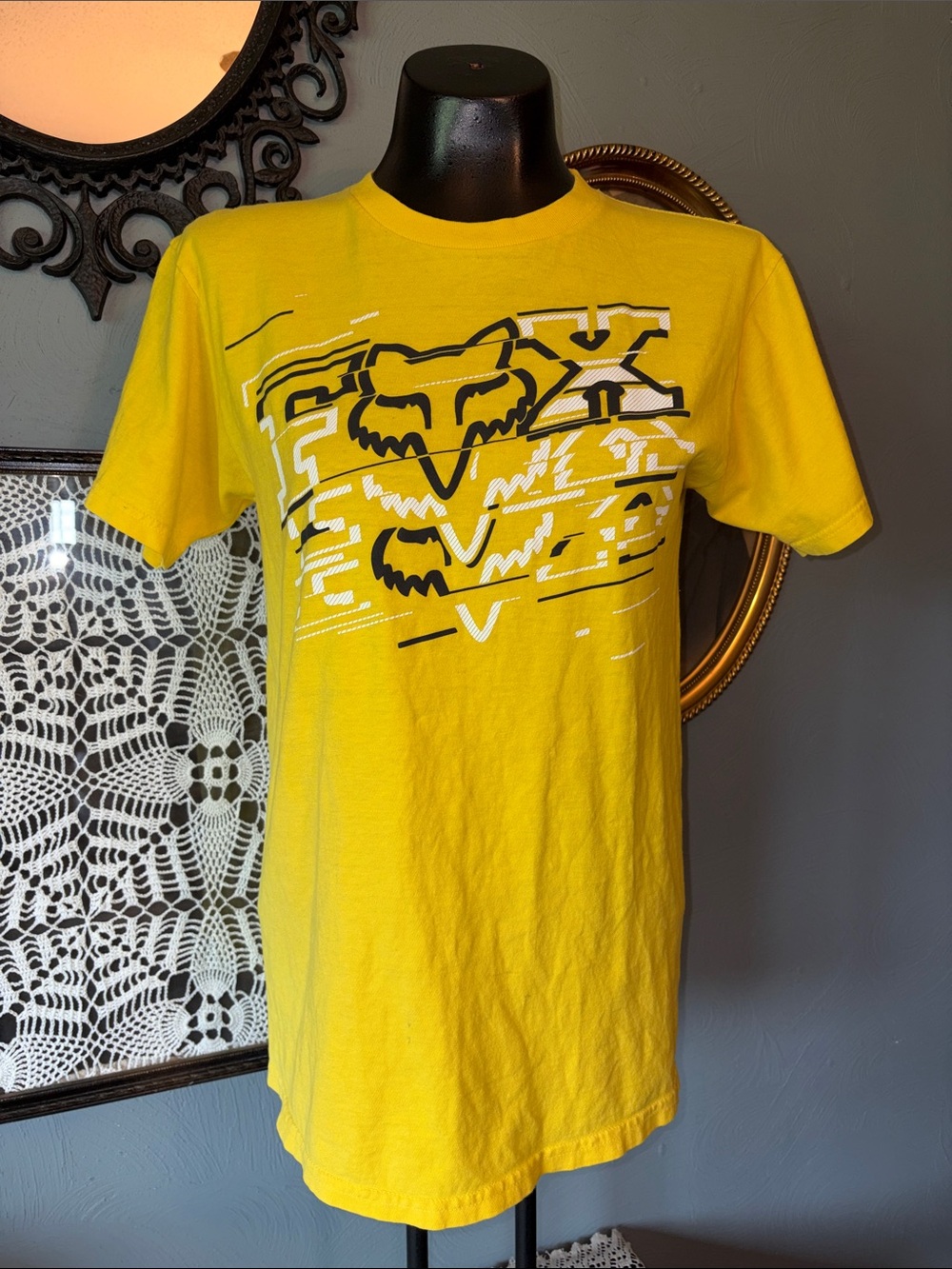 Fox Yellow Short Sleeve Graphic Tee with Black & White Logo